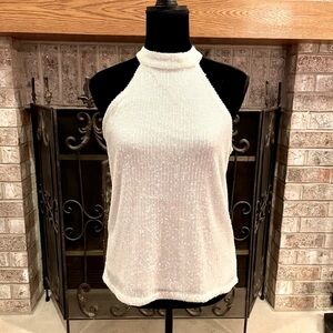 NWT Cable & Gauge Elegant White Sequined Halter Top